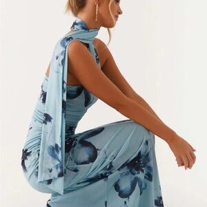 Peppermayo Exclusive - Songbird Maxi Dress - Blue Black Floral